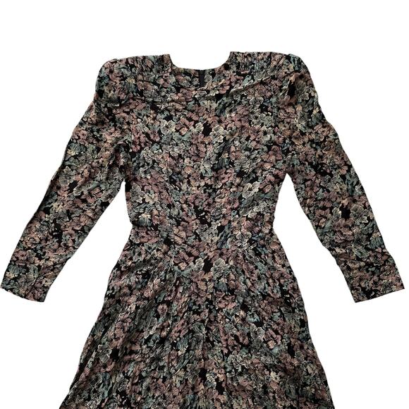 VTG Betsy's Things 90s Shoulder Pads Long Sleeve Drop Yoke Floral Cottagecore S - Picture 3 of 9